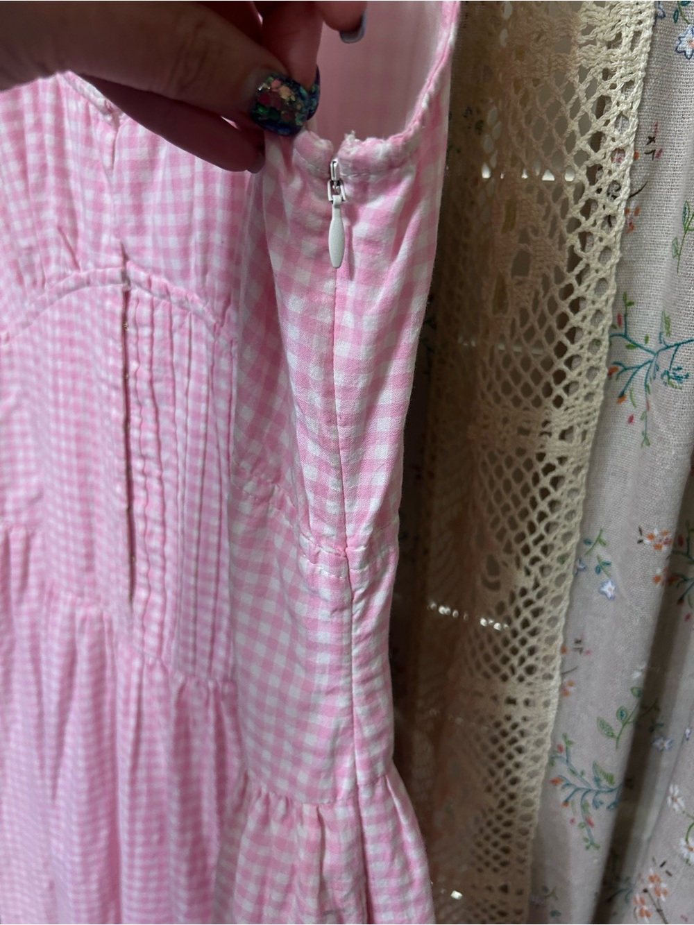 LoveShackFancy Santelle Pink Gingham Corset Midi Dress Size 4 - Picture 4 of 6
